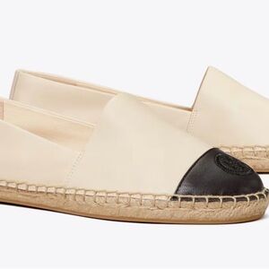 Tory Burch Cream and Black Espadrilles
